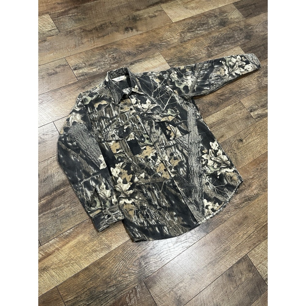 Vintage 90s Mossy Oak Treestand Camo Hunting Button Down Shirt‎ RedHead Large